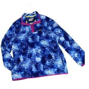 NWT LANDS' END Fleece Henley Pullover Jacket